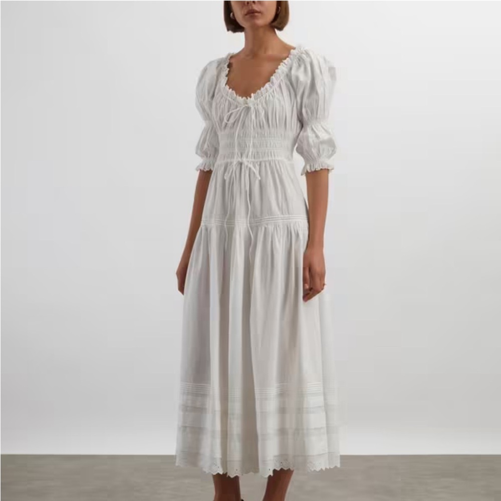 Doen Bardot Dress. White. Size L. New with Tags.